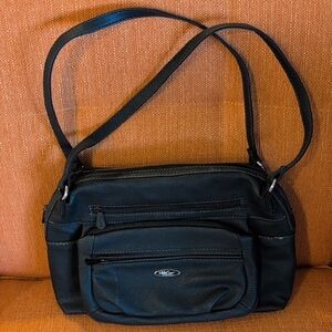 Black Multi Sac Vinyl Shoulder Bag